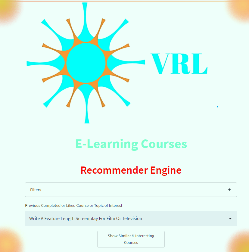 VRL E-Learning Course Recommender Thumbnail